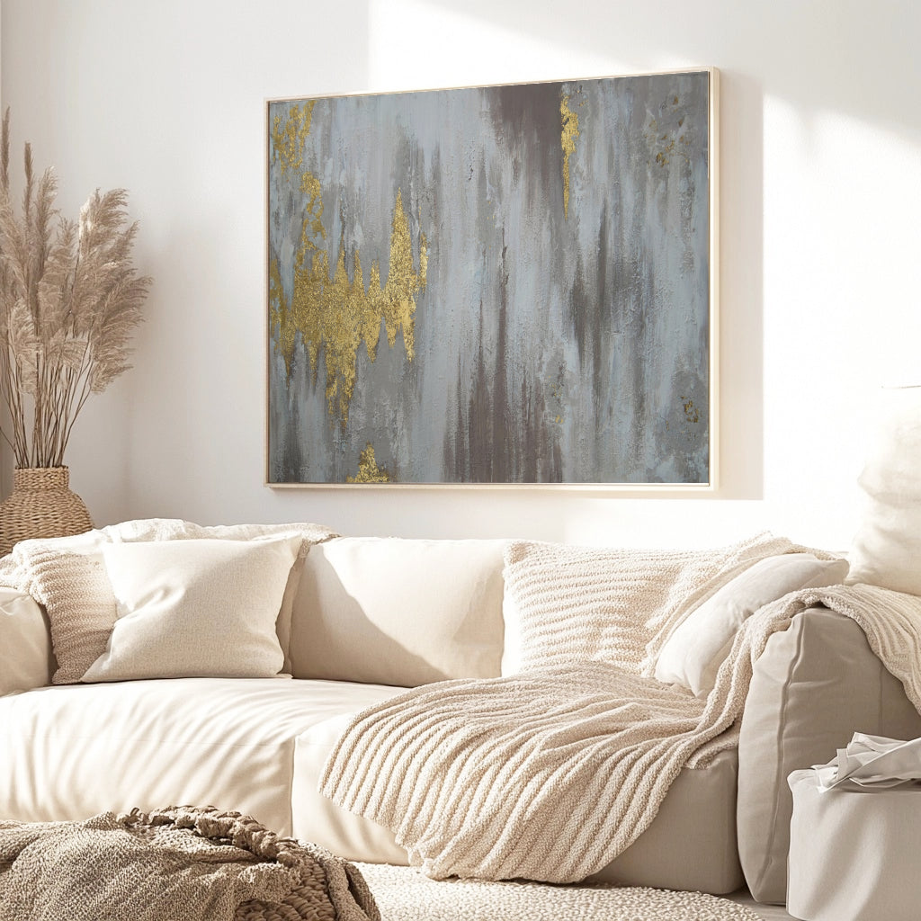 'Golden Cascade' Original Textured Artwork on Canvas 60x90 cm