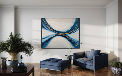 'Indigo Gild' Original Textured Abstract Painting 100x80 cm